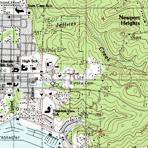 Topographic Map of Eureka Cemetery, OR