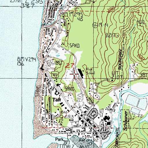 Topographic Map of Taft Elementary School, OR