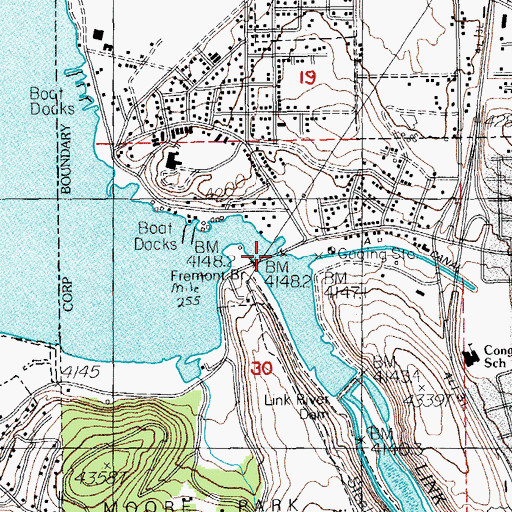 Topographic Map of Fremont Bridge, OR