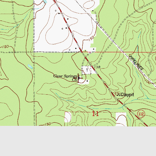 Topographic Map of Clear Springs Church, AL