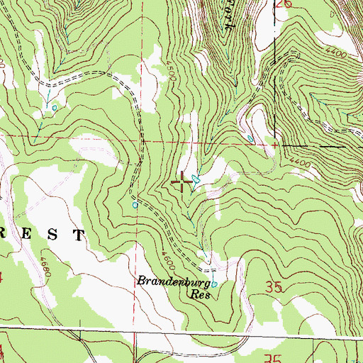 Topographic Map of Brandenburg Reservoir, OR