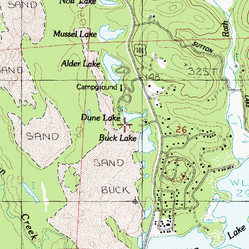 Topographic Map of Dune Lake Park, OR