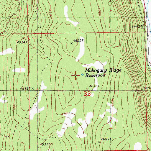 Topographic Map of Mahogany Ridge Reservoir, OR