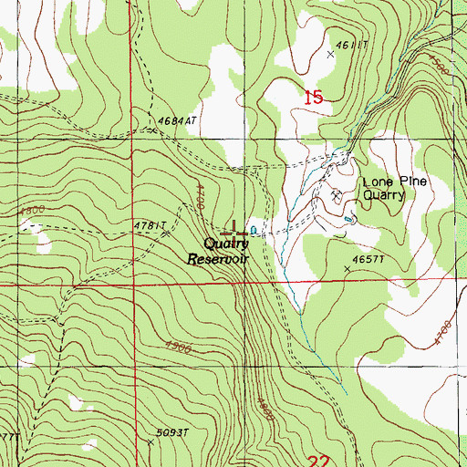 Topographic Map of Quarry Reservoir, OR