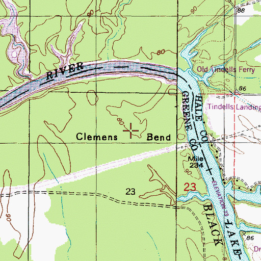 Topographic Map of Clemens Bend, AL