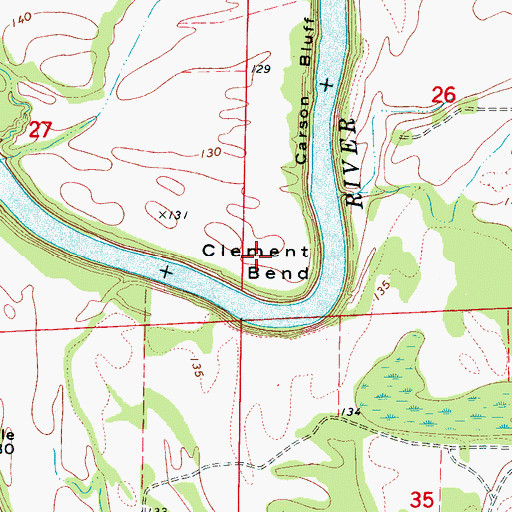 Topographic Map of Clement Bend, AL