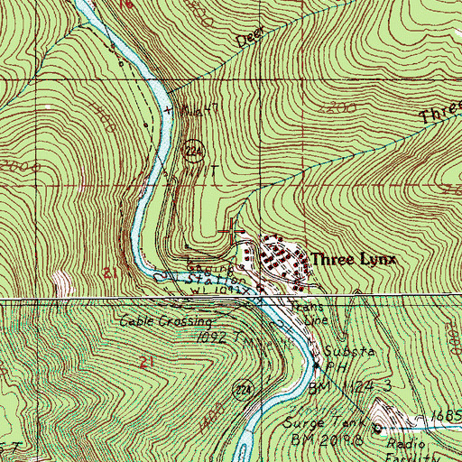 Topographic Map of Three Lynx School (historical), OR