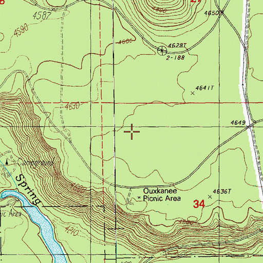 Topographic Map of Oux-Kanee Recreation Site, OR
