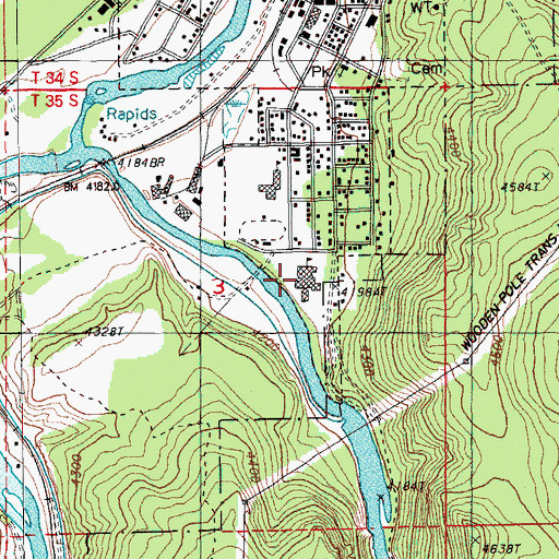 Topographic Map of Chiloquin High School, OR