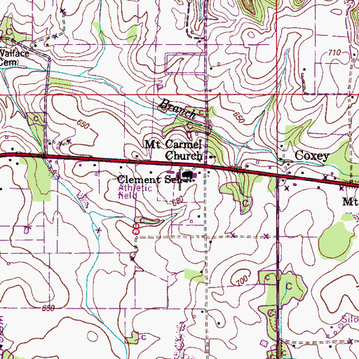 Topographic Map of Clement School, AL