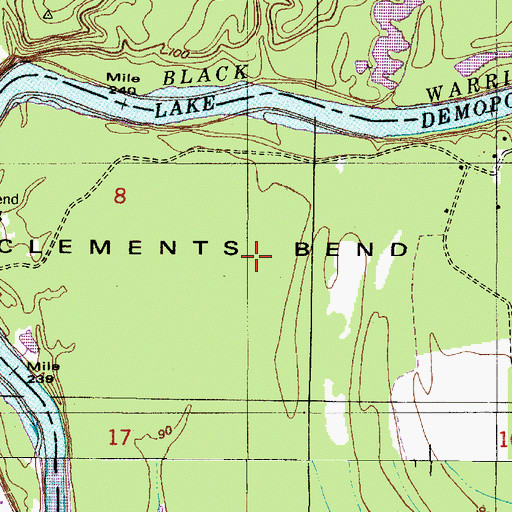 Topographic Map of Clements Bend, AL