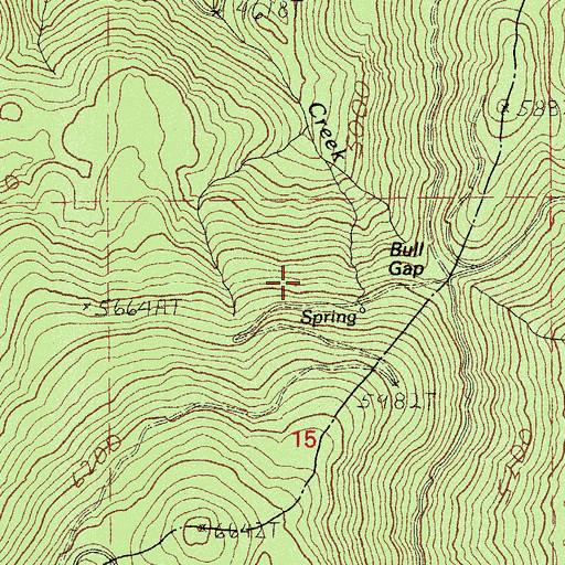 Topographic Map of Bull Gap Campground (historical), OR
