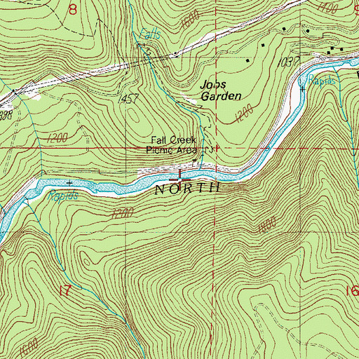 Topographic Map of Fall Creek Recreation Site, OR