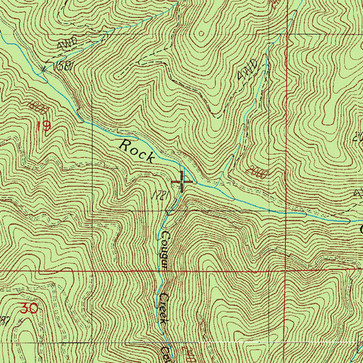 Topographic Map of Cougar Creek, OR