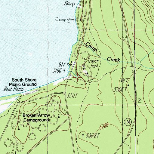 Topographic Map of Diamond Lake Trailer Camp Area, OR