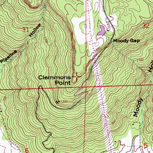 Topographic Map of Clemmons Point, AL