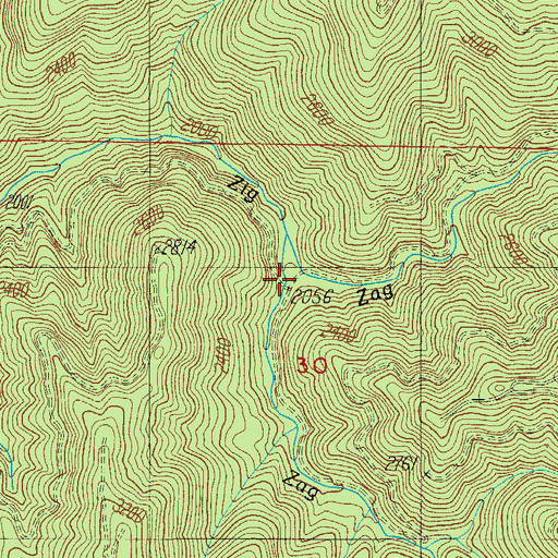 Topographic Map of Zag Creek, OR