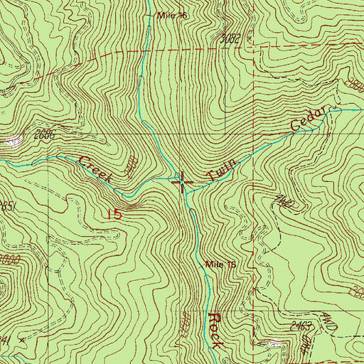 Topographic Map of Twin Cedar Creek, OR