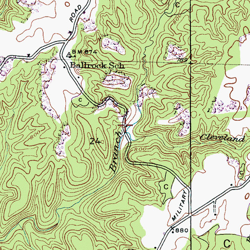 Topographic Map of Cleveland Branch, AL