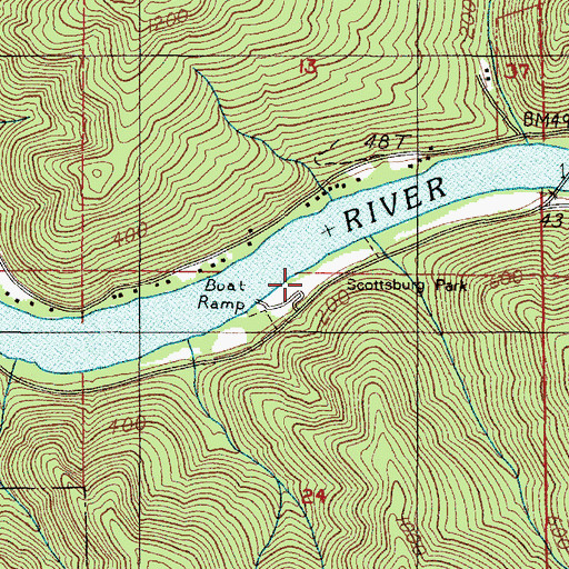 Topographic Map of Scottsburg Park, OR