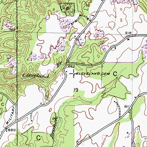 Topographic Map of Cleveland Cemetery, AL
