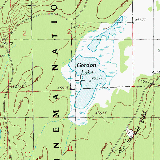 Topographic Map of Gordon Lake, OR