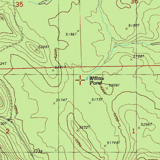 Topographic Map of Willow Pond, OR