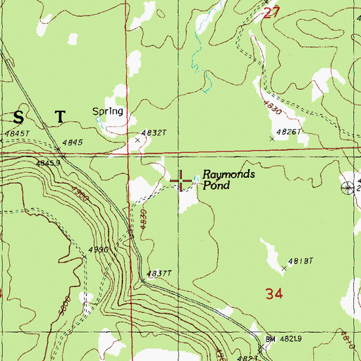 Topographic Map of Raymonds Pond, OR