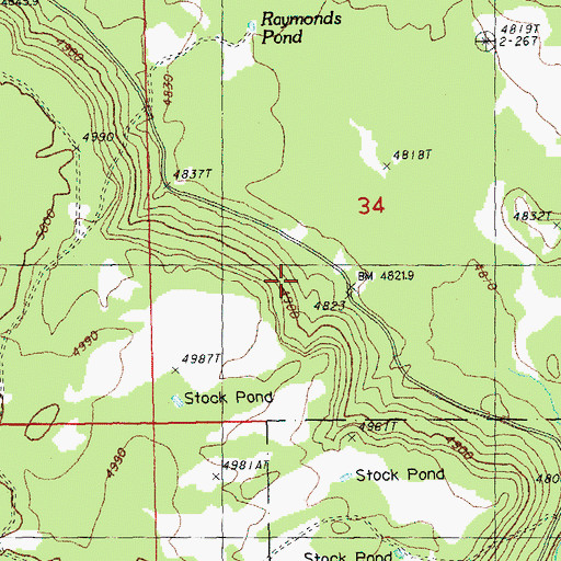 Topographic Map of Raymonds Camp (historical), OR