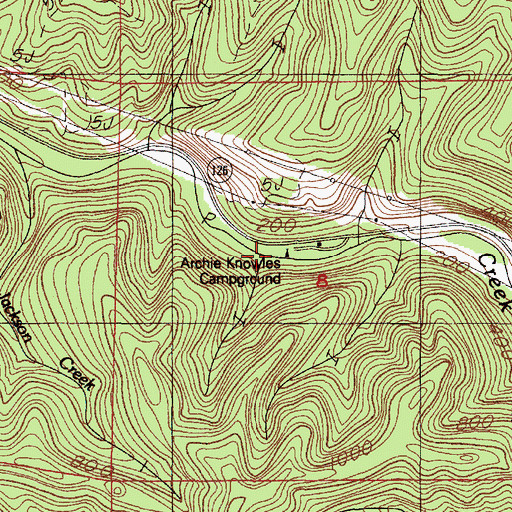 Topographic Map of Archie Knowles Recreation Site, OR
