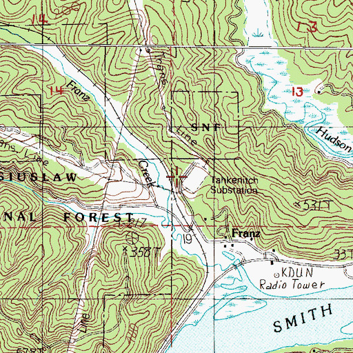 Topographic Map of Tahkenitch substation, OR