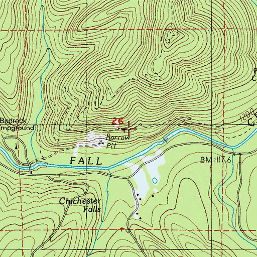 Topographic Map of Fall Creek National Recreation Trail, OR