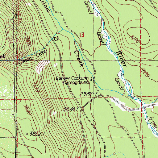 Topographic Map of Barlow Crossing Recreation Site, OR