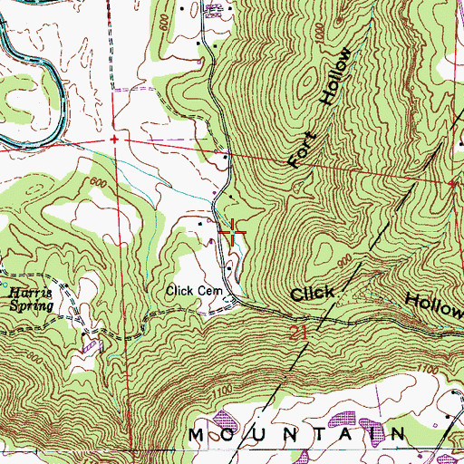 Topographic Map of Click Hollow, AL