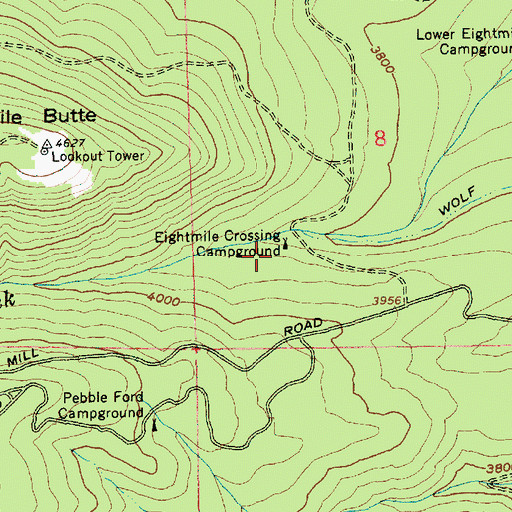 Topographic Map of Eightmile Crossing Recreation Site, OR
