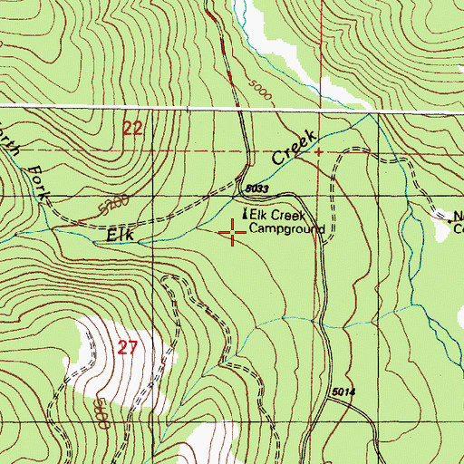 Topographic Map of Elk Creek Recreation Site, OR