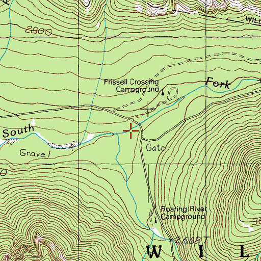 Topographic Map of Frissell Crossing Recreation Site, OR