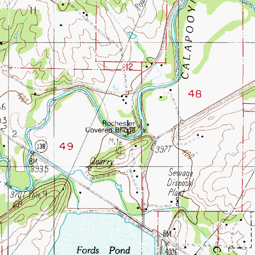 Topographic Map of Rochester Covered Bridge, OR