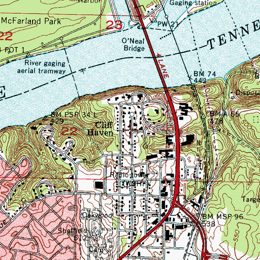 Topographic Map of Cliff Haven, AL