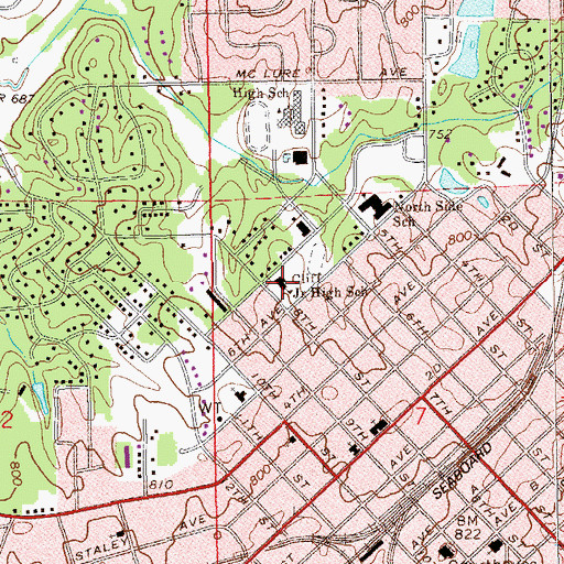 Topographic Map of Cliff Junior High School, AL