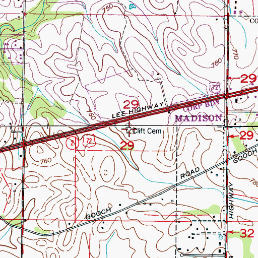 Topographic Map of Clift Cemetery, AL