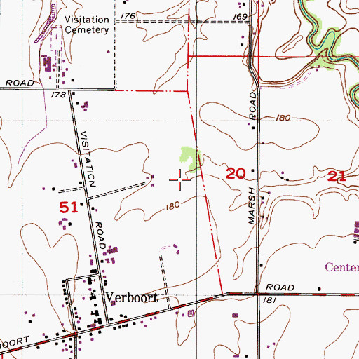 Topographic Map of Verboort Reservoir, OR