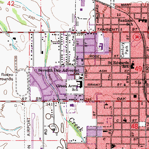 Topographic Map of Seventh Day Adventist School (historical), OR