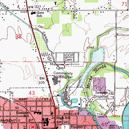Topographic Map of Masonic Cemetery, OR