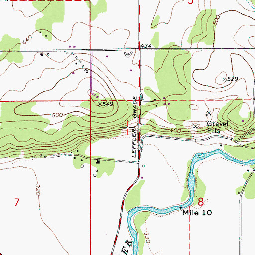 Topographic Map of Leffler Grade, OR