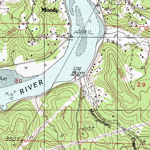 Topographic Map of Montgomery Creek, OR