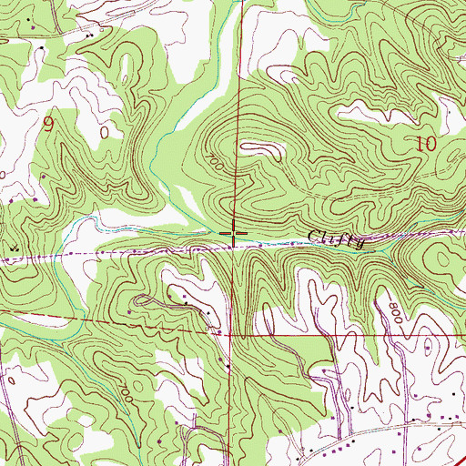 Topographic Map of Clifty Creek, AL