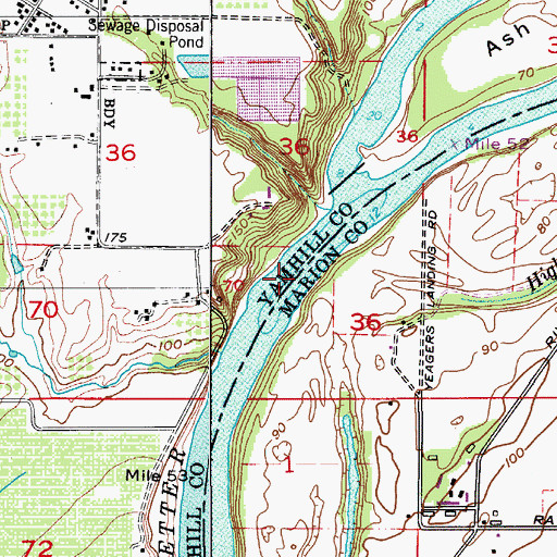 Topographic Map of Yeagers Landing (historical), OR