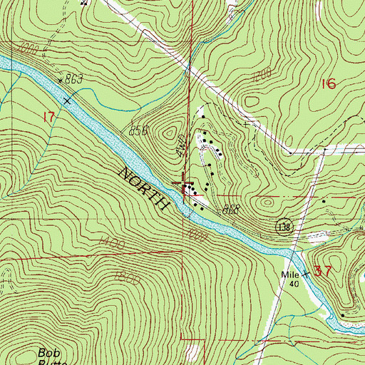 Topographic Map of North Umpqua Village, OR