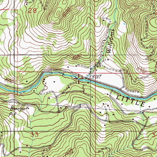 Topographic Map of Williams Creek, OR